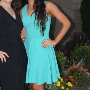 Aqua blue mini skater dress homecoming dress HOCO